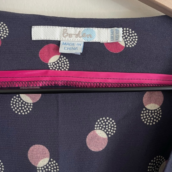 Boden Womens Polka Dot V Neck Tie 3/4 Sleeve Midi Dress 10 Regular Purple Flowy - Picture 4 of 6